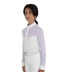 Wedstrijdpolo voor meisjes met lange mouwen met tule Equestro kinderen