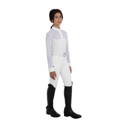 Wedstrijdpolo voor meisjes met lange mouwen met tule Equestro kinderen