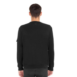 Heren fleece sweater met ronde hals met zijzak Equestro
