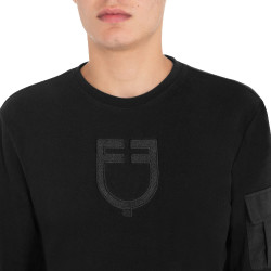 Heren fleece sweater met ronde hals met zijzak Equestro