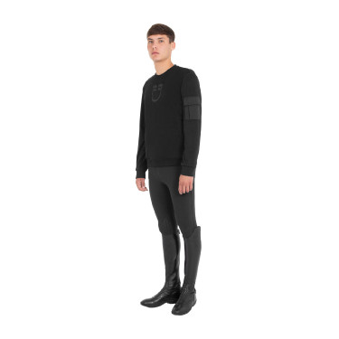 Heren fleece sweater met ronde hals met zijzak Equestro