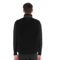 Heren bodywarmer van teddyfleece met borstzak Equestro Zwart / zwart