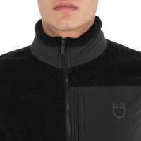 Heren bodywarmer van teddyfleece met borstzak Equestro Zwart / zwart