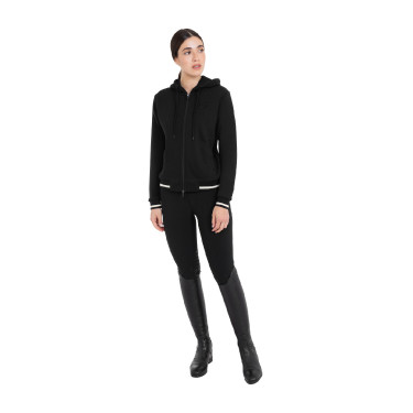 Dameshoodie met capuchon en ritssluiting Equestro dames Zwart / zwart Dameshoodie met capuchon en ritssluiting Equestro dames Zwart / zwart