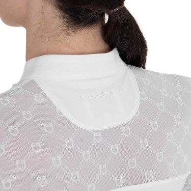 Dames wedstrijdpoloshirt met lange mouwen en tule Equestro Dames wedstrijdpoloshirt met lange mouwen en tule Equestro