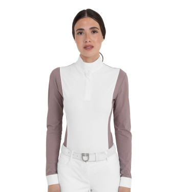 Wedstrijdpolo dames met lange mouwen geperforeerd Equestro Wedstrijdpolo dames met lange mouwen geperforeerd Equestro
