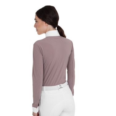Wedstrijdpolo dames met lange mouwen geperforeerd Equestro Wedstrijdpolo dames met lange mouwen geperforeerd Equestro