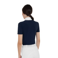 Wedstrijdpolo dames met korte mouwen en mesh inzetstukken Equestro Marineblazer Marineblauw