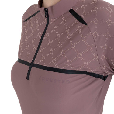 Trainingspolo dames met lange mouwen monogramprint Equestro Trainingspolo dames met lange mouwen monogramprint Equestro
