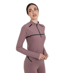 Trainingspolo dames met lange mouwen monogramprint Equestro Trainingspolo dames met lange mouwen monogramprint Equestro