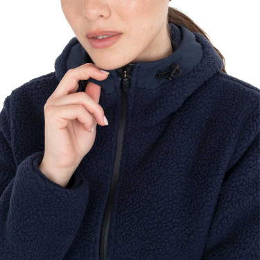Dames donsjack met teddy-inzetstukken Equestro Marineblazer Marineblauw
