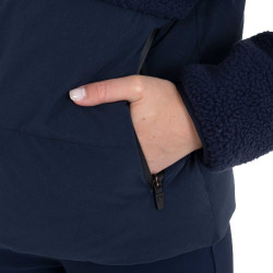 Dames donsjack met teddy-inzetstukken Equestro Marineblazer Marineblauw