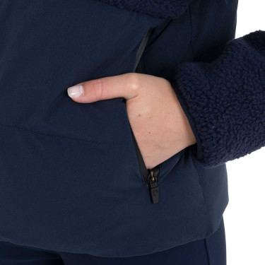 Dames donsjack met teddy-inzetstukken Equestro Marineblazer Marineblauw