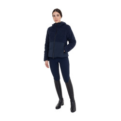 Dames donsjack met teddy-inzetstukken Equestro Marineblazer Marineblauw