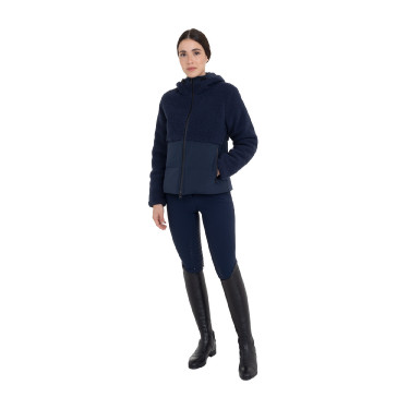 Dames donsjack met teddy-inzetstukken Equestro Marineblazer Marineblauw