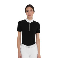 Dames wedstrijdpolo met korte mouwen met strass Equestro Dames wedstrijdpolo met korte mouwen met strass Equestro