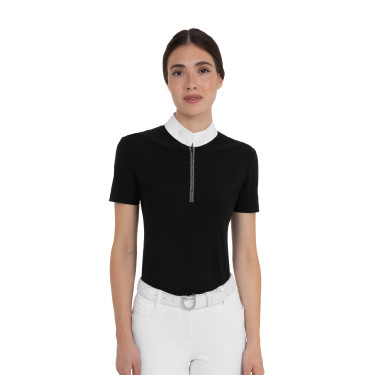 Dames wedstrijdpolo met korte mouwen met strass Equestro