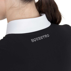 Dames wedstrijdpolo met korte mouwen met strass Equestro