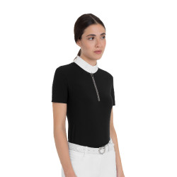 Dames wedstrijdpolo met korte mouwen met strass Equestro