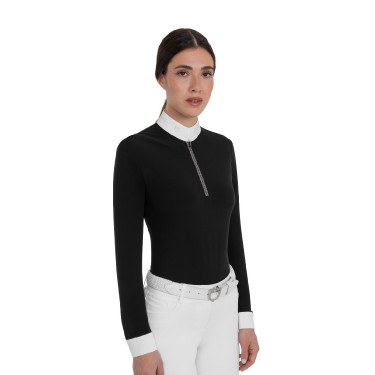 Dameswedstrijdpolo met lange mouwen met strass Equestro dames