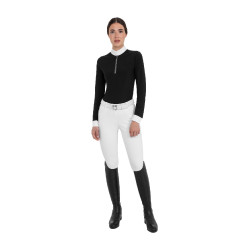Dameswedstrijdpolo met lange mouwen met strass Equestro dames