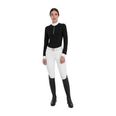Dameswedstrijdpolo met lange mouwen met strass Equestro dames