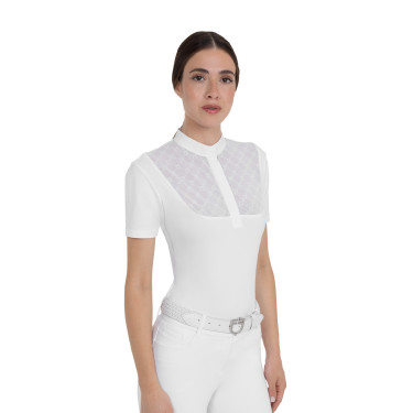 Dameswedstrijdpolo met tule inzetten Equestro dames