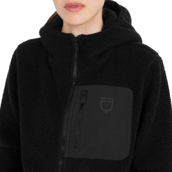 Dameshoodie van teddyfleece met capuchon en rits Equestro dames Zwart / zwart Dameshoodie van teddyfleece met capuchon en rits Equestro dames Zwart / zwart