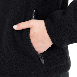 Dameshoodie van teddyfleece met capuchon en rits Equestro dames Zwart / zwart Dameshoodie van teddyfleece met capuchon en rits Equestro dames Zwart / zwart