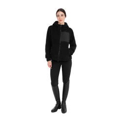 Dameshoodie van teddyfleece met capuchon en rits Equestro dames Zwart / zwart Dameshoodie van teddyfleece met capuchon en rits Equestro dames Zwart / zwart