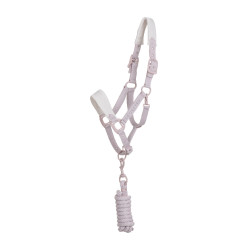 Technische halster met dubbele verstelling en rubber beklede gespen Equestro Violet vilt / zandwit Technische halster met dubbele verstelling en rubber beklede gespen Equestro Violet vilt / zandwit