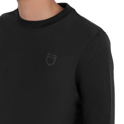 Heren crewneck technische sweater met micro mesh inzetstukken Equestro Heren crewneck technische sweater met micro mesh inzetstukken Equestro