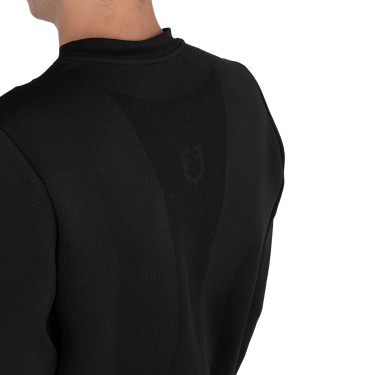 Heren crewneck technische sweater met micro mesh inzetstukken Equestro Heren crewneck technische sweater met micro mesh inzetstukken Equestro