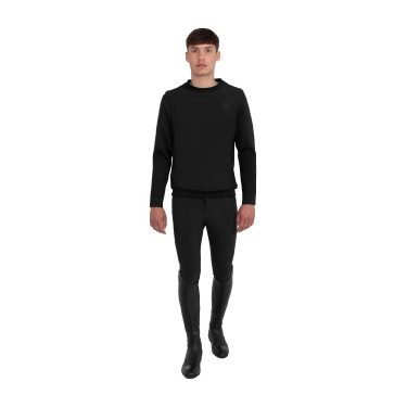 Heren crewneck technische sweater met micro mesh inzetstukken Equestro Heren crewneck technische sweater met micro mesh inzetstukken Equestro