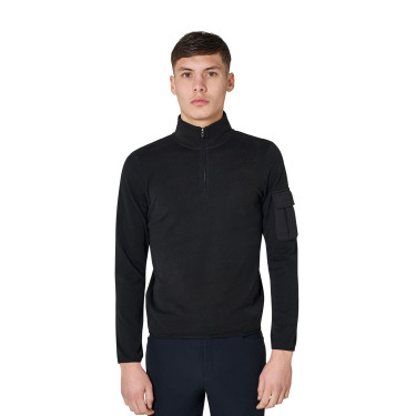 Herenfleece met hoge kraag van fleece met driekwart ritssluiting Equestro heren
