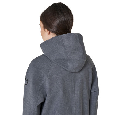 Dames softshell jas lang in wolmix met achteropening Equestro