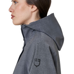 Dames softshell jas lang in wolmix met achteropening Equestro