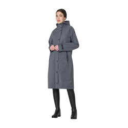Dames softshell jas lang in wolmix met achteropening Equestro