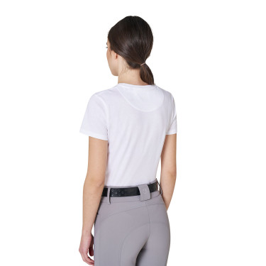 Dames T-shirt met Equestro-logo in folie Wit / zilver