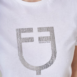 Dames T-shirt met Equestro-logo in folie Wit / zilver