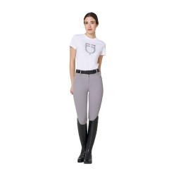 Dames T-shirt met Equestro-logo in folie Wit / zilver
