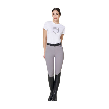 Dames T-shirt met Equestro-logo in folie Wit / zilver