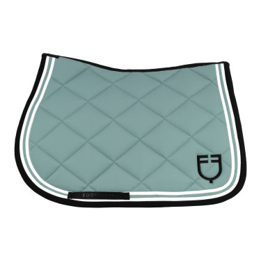 Zadeldek spring Double Stripes in technische stof Equestro Leigrijs / zwart