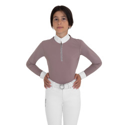 Wedstrijdpoloshirt voor meisjes met lange mouwen met strass Equestro kinderen