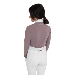 Wedstrijdpoloshirt voor meisjes met lange mouwen met strass Equestro kinderen