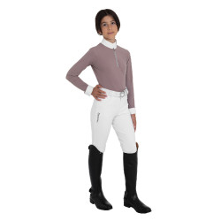 Wedstrijdpoloshirt voor meisjes met lange mouwen met strass Equestro kinderen