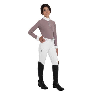 Wedstrijdpoloshirt voor meisjes met lange mouwen met strass Equestro kinderen