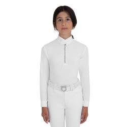 Wedstrijdpoloshirt voor meisjes met lange mouwen met strass Equestro kinderen
