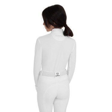 Wedstrijdpoloshirt voor meisjes met lange mouwen met strass Equestro kinderen