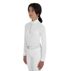 Wedstrijdpoloshirt voor meisjes met lange mouwen met strass Equestro kinderen